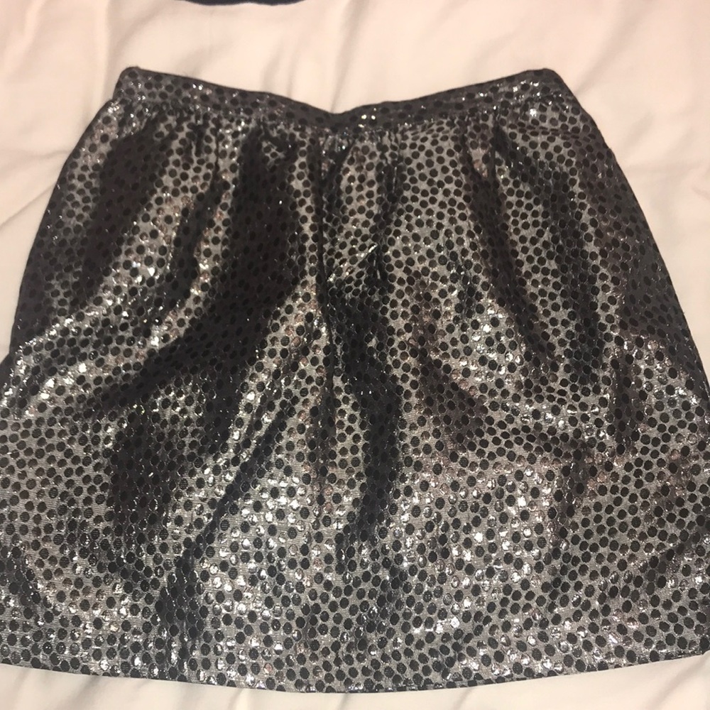 Metallic silver and black mini skirt
